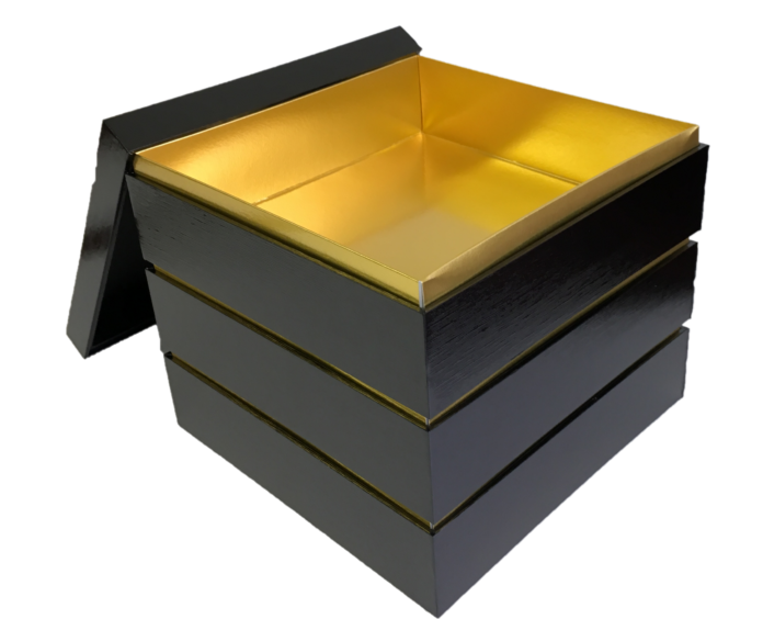 紙重箱 7寸 黒・朱 3段 10セット – お箱やさん